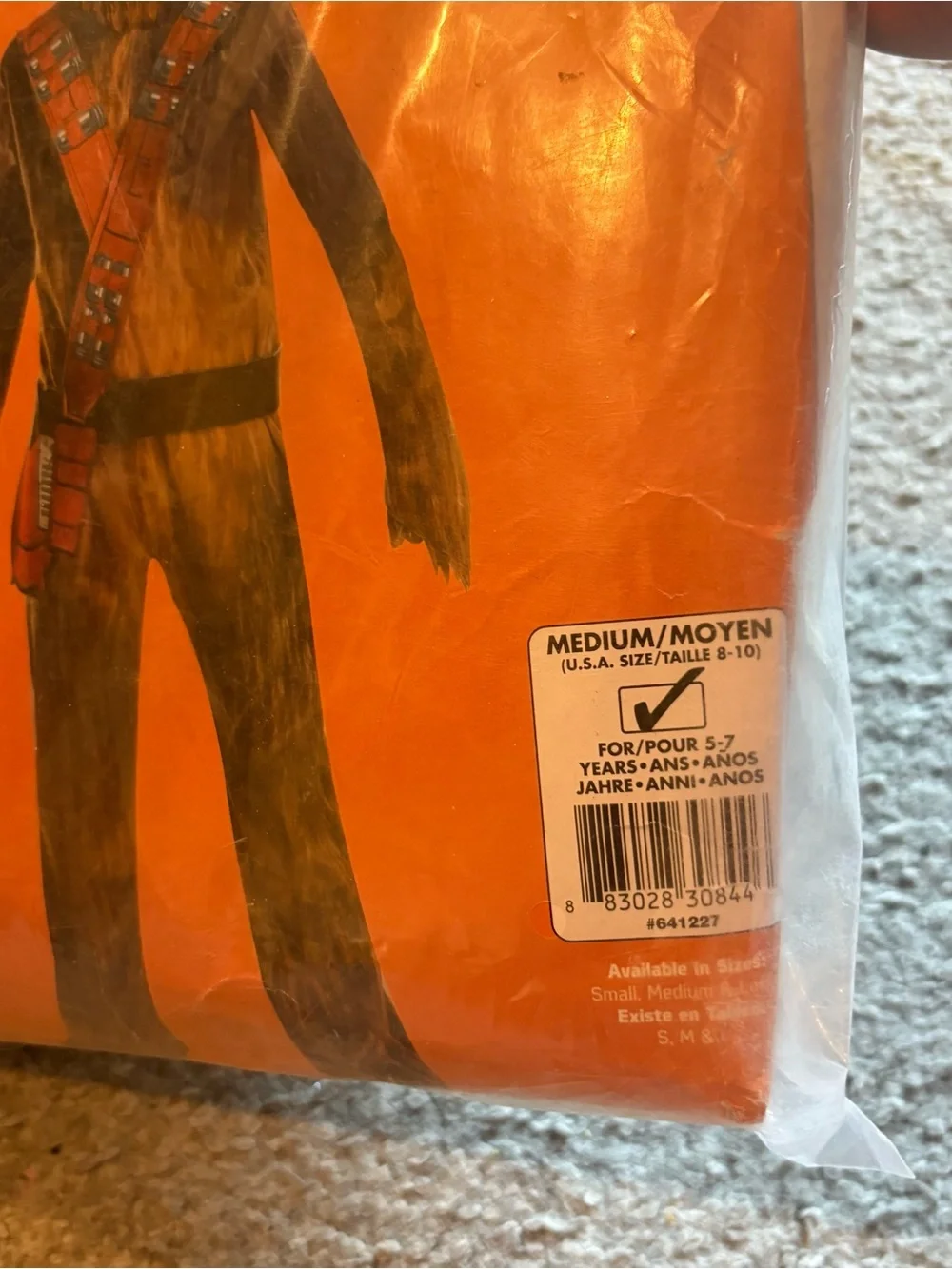 Star Wars Chewbacca Kids Costume - Brown with Black Bandolier NEW W/ Mask Disney